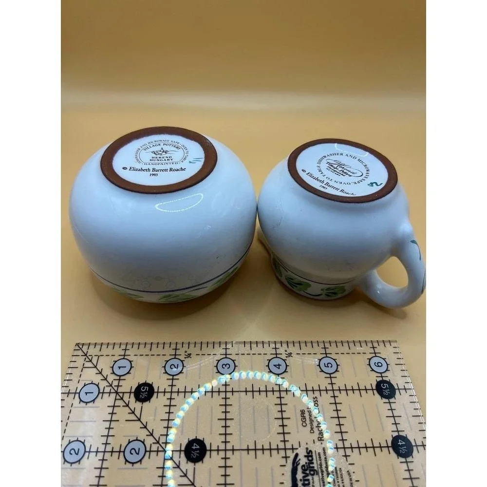 Herend Village Pottery Creamer & Sugar- Crispin- Elizabeth Barrett Roache - 1993